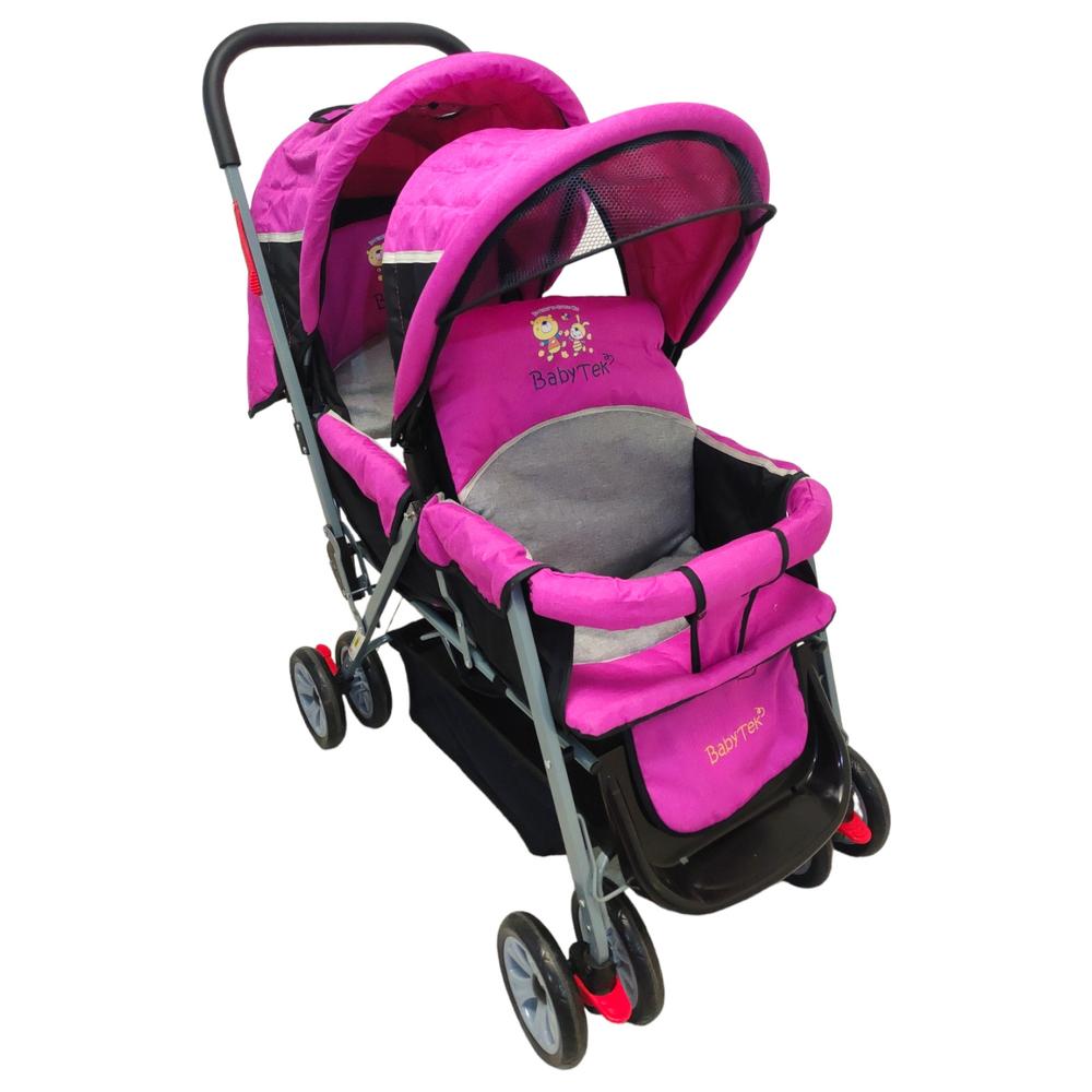 Carriola Doble Baby Tek color Rosa Plegable 8 Llantas