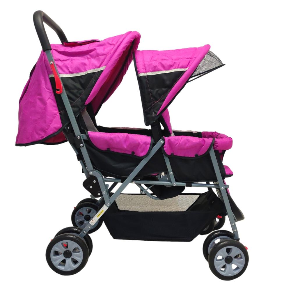 Foto 2 | Carriola Doble Baby Tek color Rosa Plegable 8 Llantas