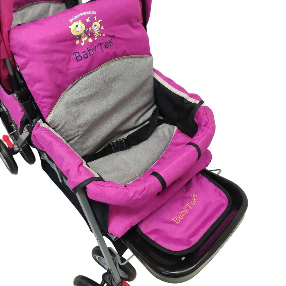 Foto 3 | Carriola Doble Baby Tek color Rosa Plegable 8 Llantas