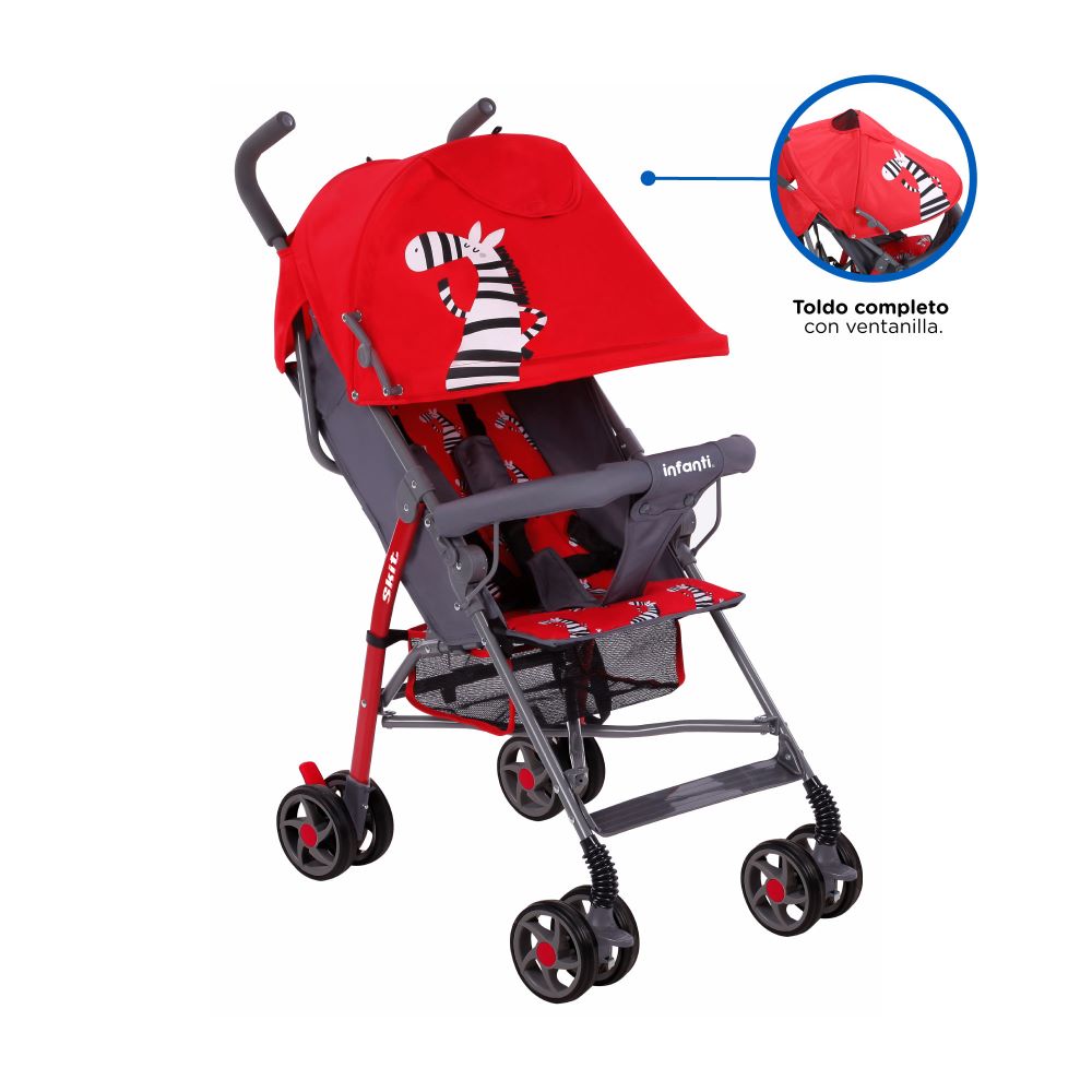 Foto 3 | Carriola de Baston Infanti Skit Zebra color Rojo