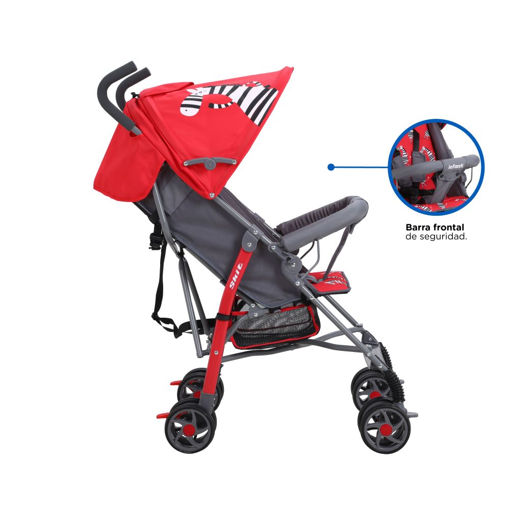 Foto 4 | Carriola de Baston Infanti Skit Zebra color Rojo