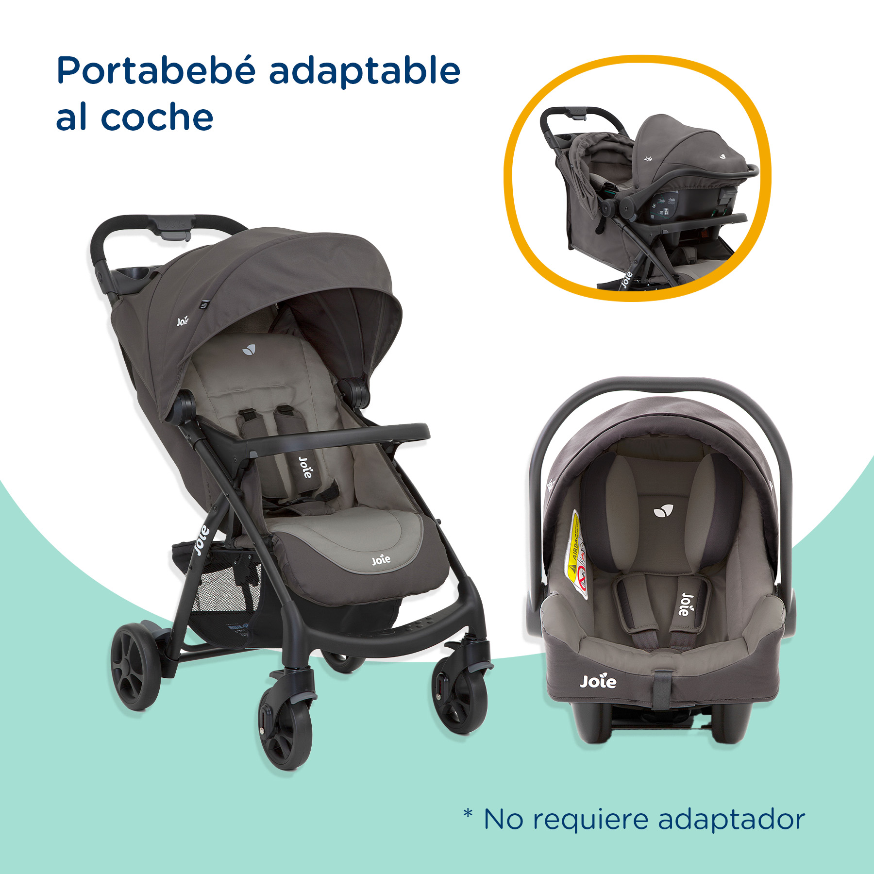 Foto 7 | Carriola para Bebé Joie Muze Plegable Dark Pewter Negra