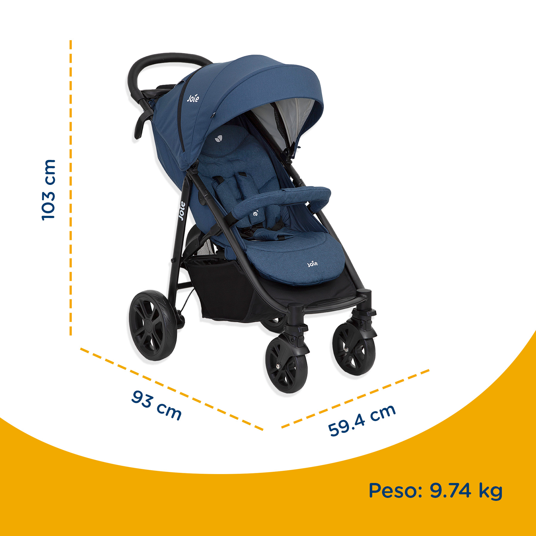 Foto 4 | Carriola Bebé Joie Litetrax 4 Carriola De Bastón Plegable color Azul