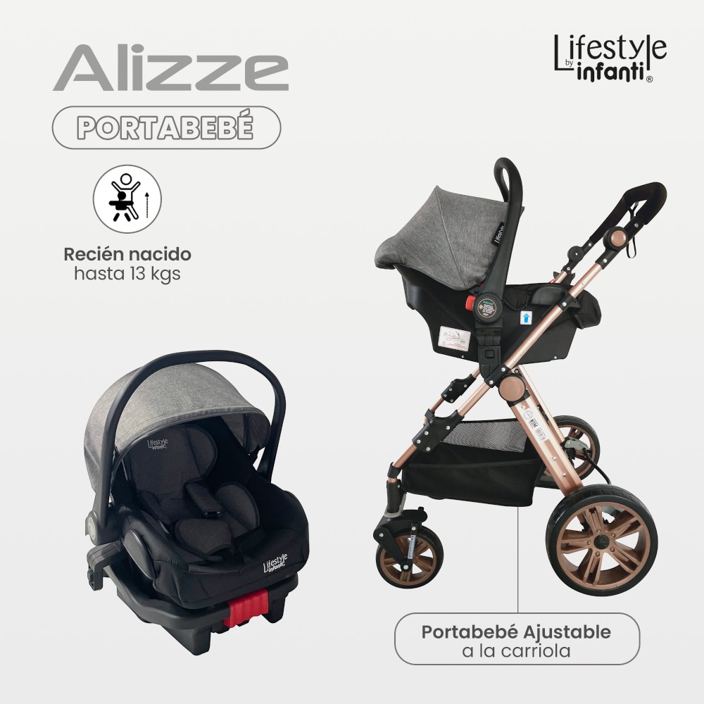 Foto 6 pulgar | Lifestyle By Infanti Carriola Sistema de Viaje Alizze Asiento Reversible con Portabebé Color Gris