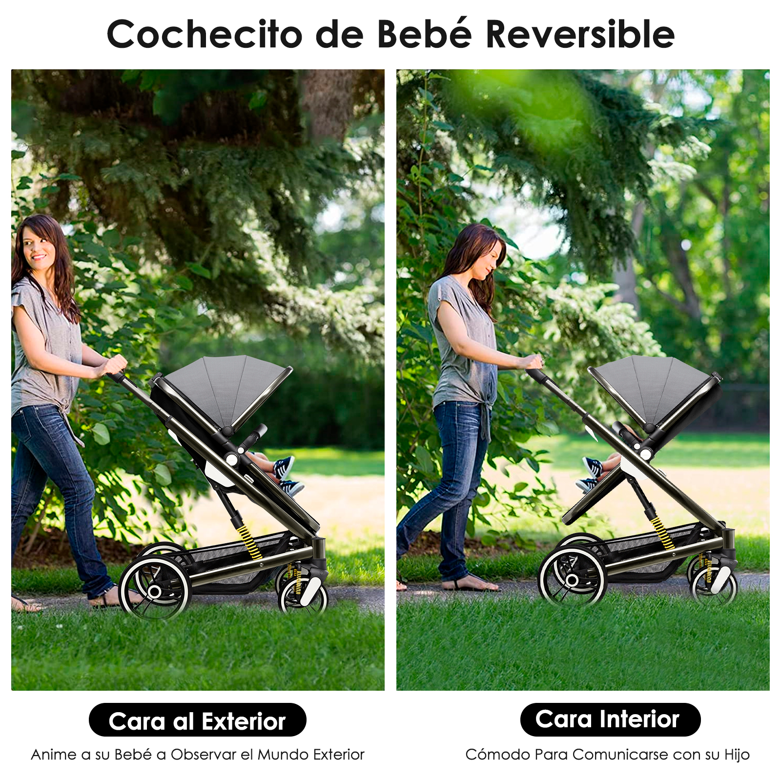 Foto 7 | Carriola para Bebé Sangkee 4 en 1 con Asiento Ajustable y Amortiguadores Multi Posición Gris