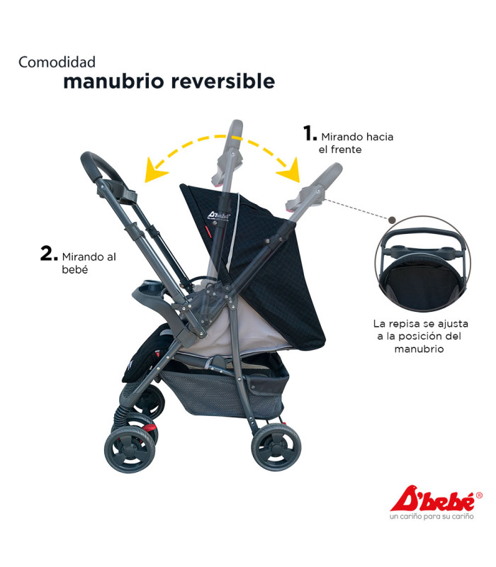 Foto 4 pulgar | Carriola D´Bebé Travel System Reversible color Gris