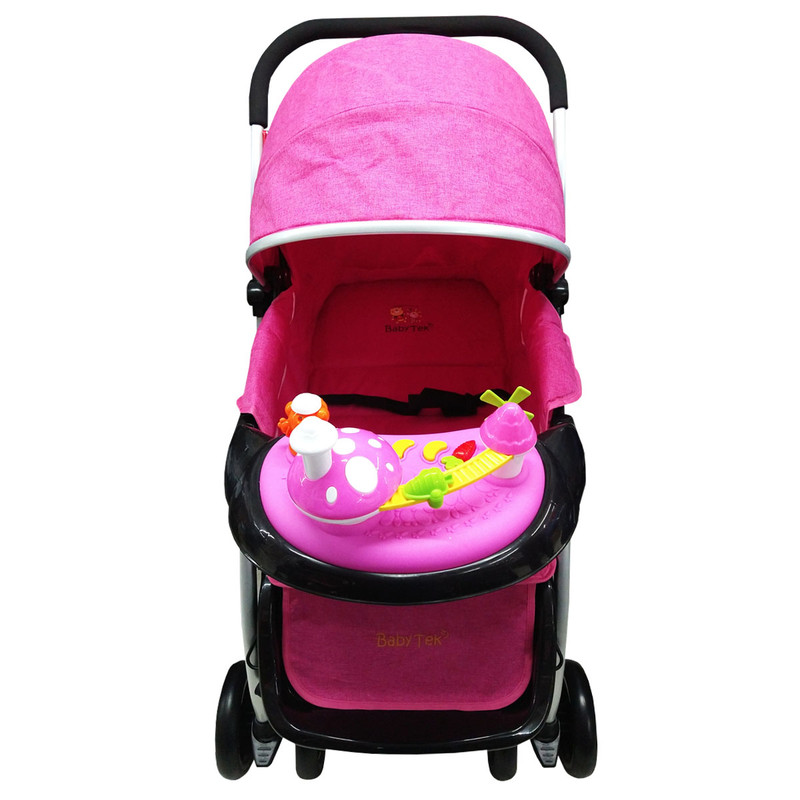 Carriola Baby Tek con Asa Reversible y Juguetero Rosa