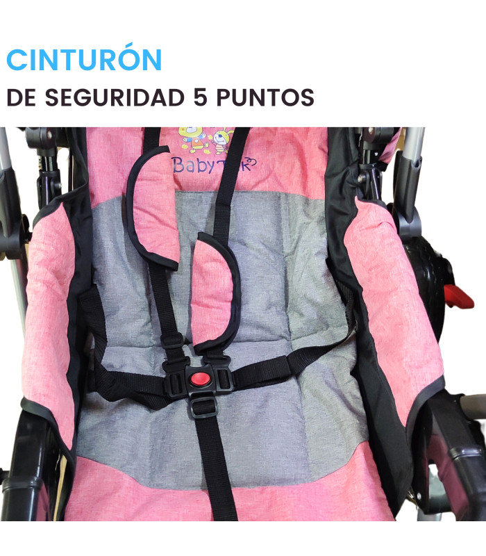 Foto 4 pulgar | Carriola Reversible BABY TEK S-A-PINK color Rosa con Tablero Reclinado Frenos Portavaso