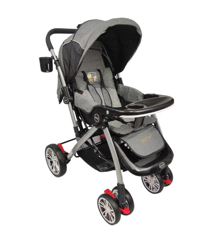 Carriola Reversible BABY TEK S-A-GREY color Gris con Tablero Reclinado Frenos Portavasos