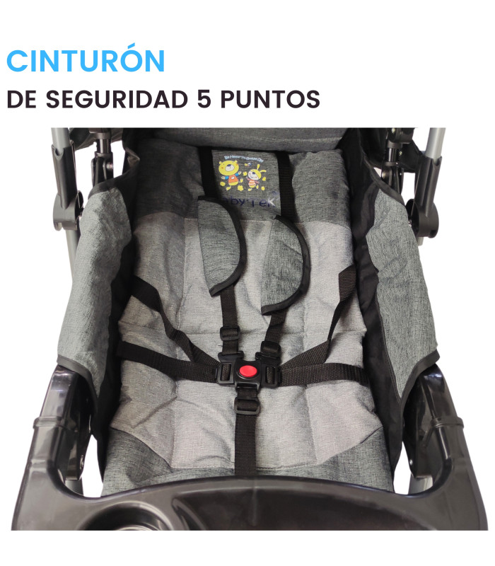 Foto 4 pulgar | Carriola Reversible BABY TEK S-A-GREY color Gris con Tablero Reclinado Frenos Portavasos