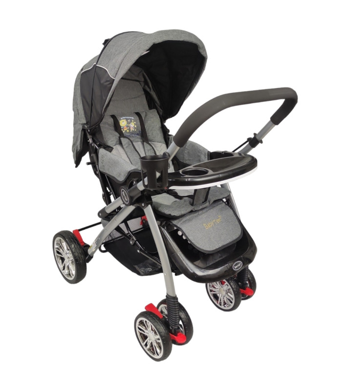 Foto 5 | Carriola Reversible BABY TEK S-A-GREY color Gris con Tablero Reclinado Frenos Portavasos