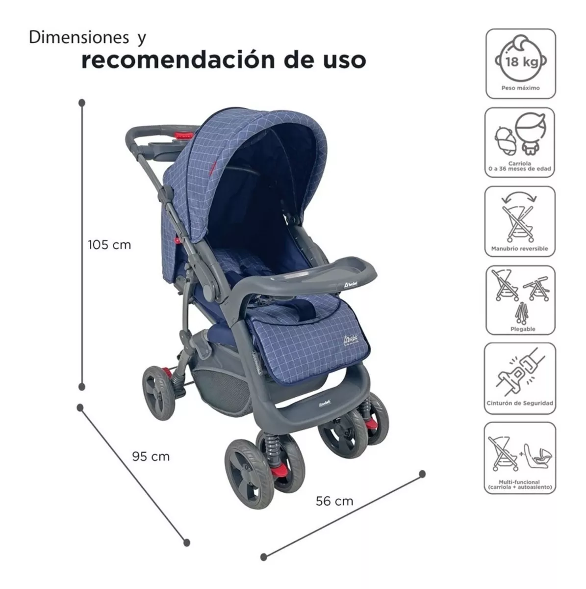 Foto 8 pulgar | Carriola Travel System D'bebé Aventura color Azul