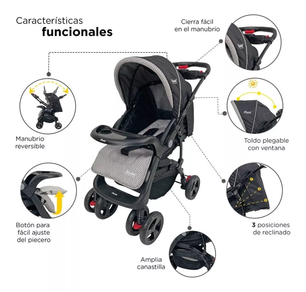 Foto 4 pulgar | Carriola D'bebé Travel System Aventura color Negro