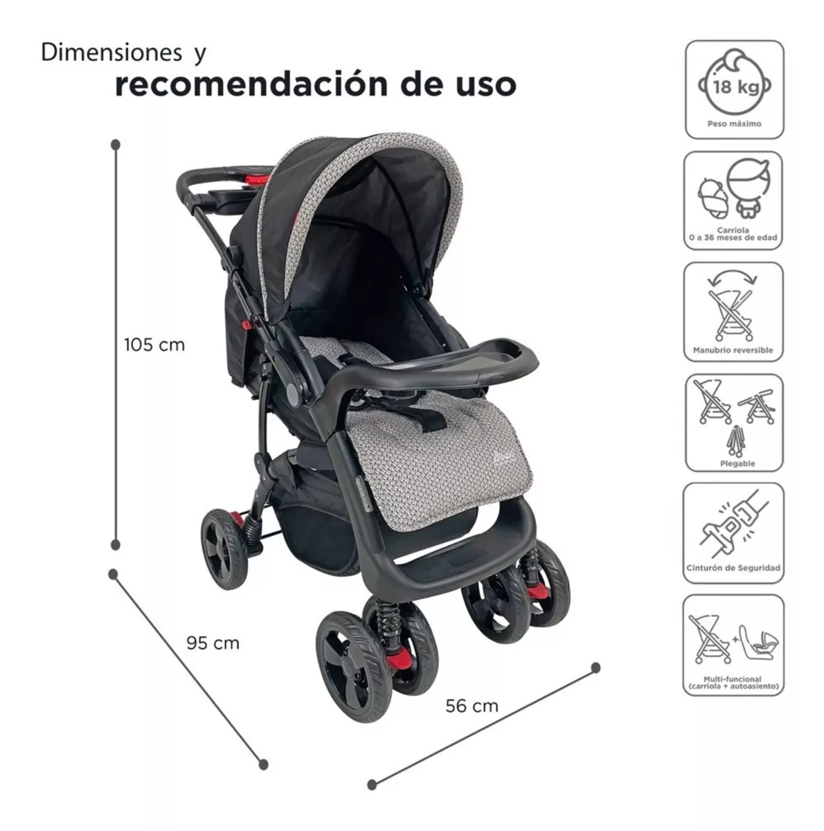 Foto 8 pulgar | Carriola D'bebé Travel System Aventura color Negro