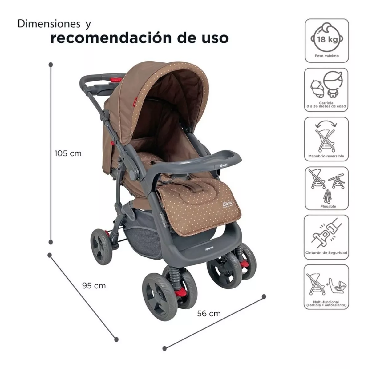 Foto 5 pulgar | Carriola D'bebé Travel System Aventura color Beige