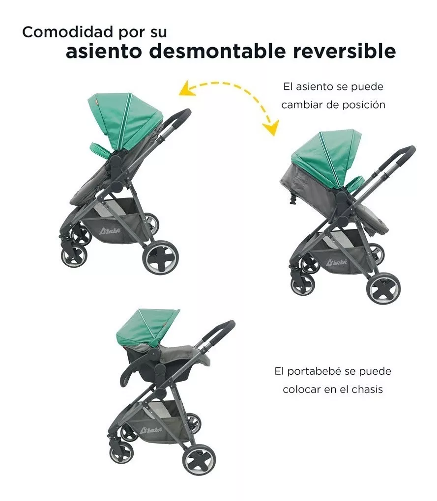 Foto 5 pulgar | Carriola D'bebé Travel System Queen color Verde