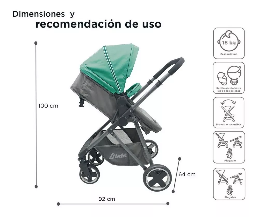 Foto 8 | Carriola D'bebé Travel System Queen color Verde