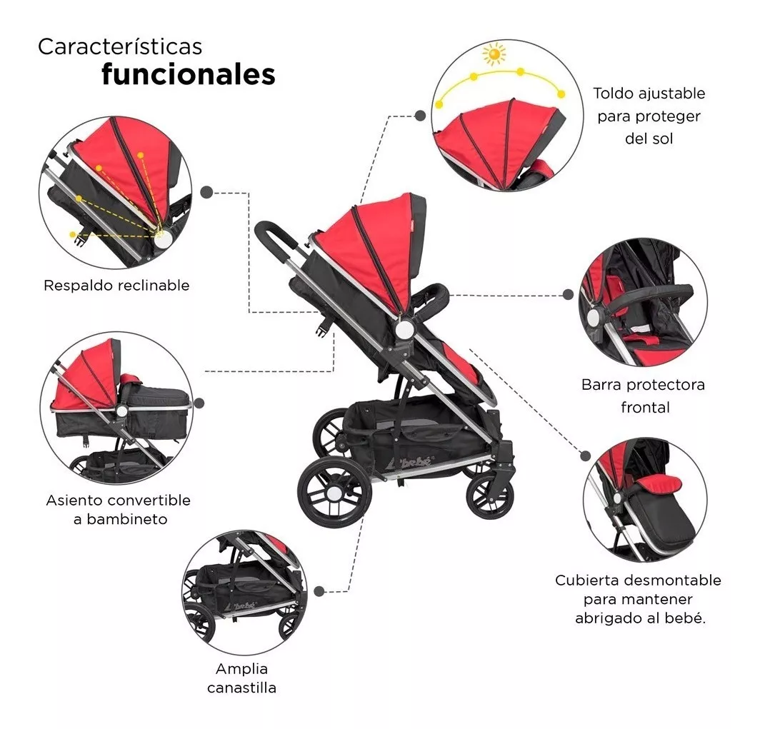 Foto 3 | Carriola D'bebé Travel System Crown color Rojo
