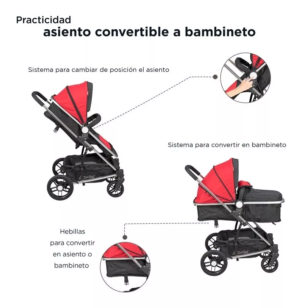 Foto 5 | Carriola D'bebé Travel System Crown color Rojo