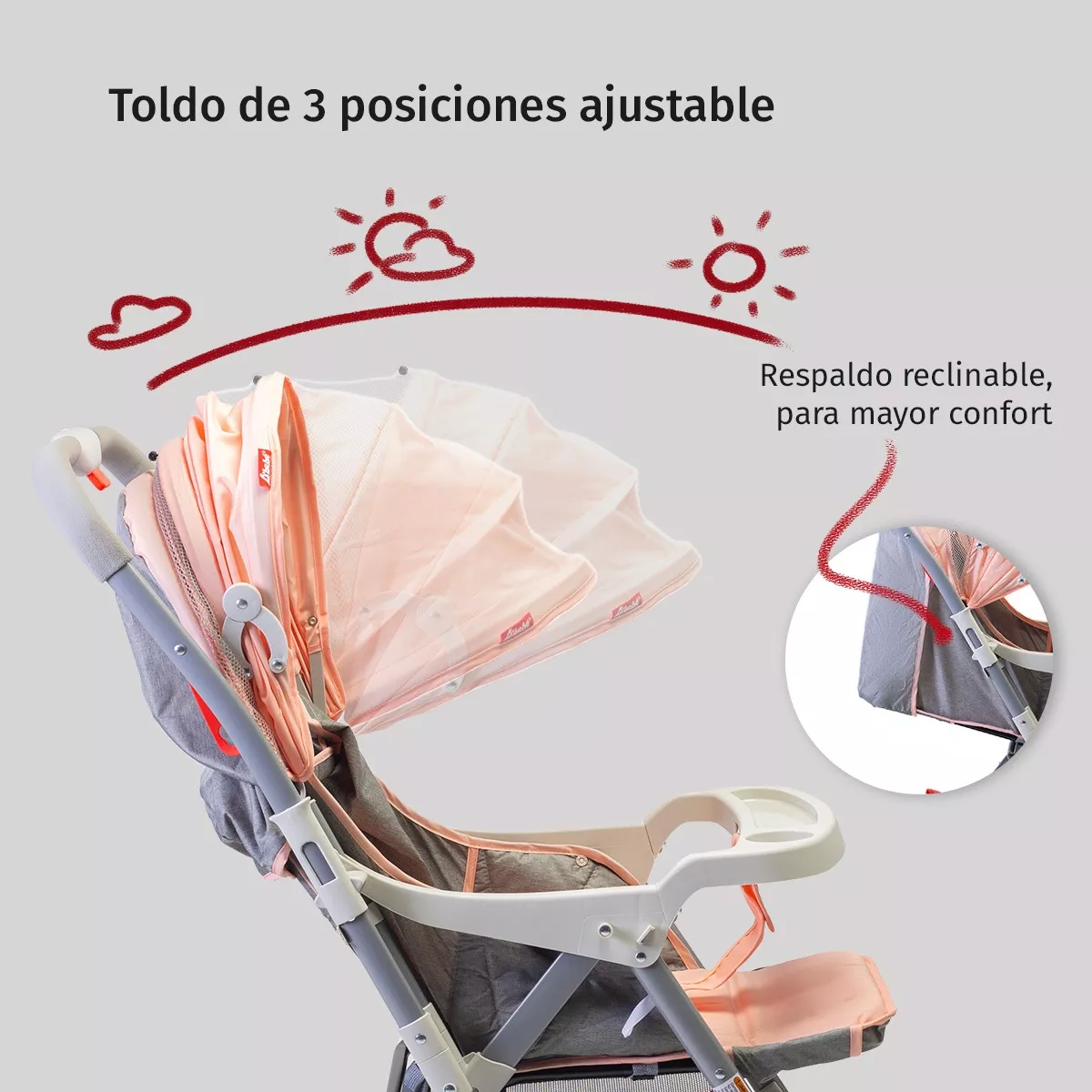 Foto 2 | Carriola Reversible D'bebé Baby Bm color Rosa