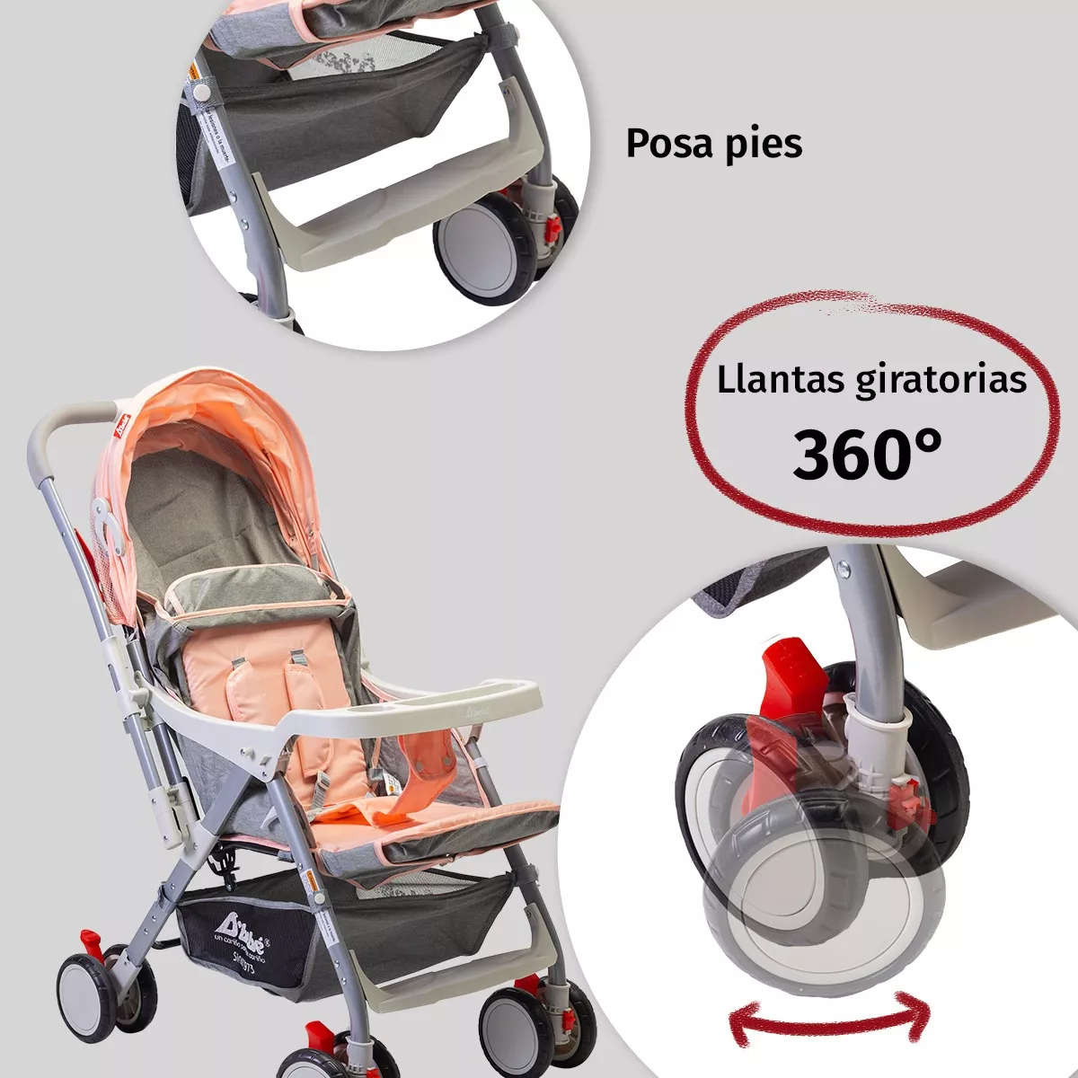 Foto 4 | Carriola Reversible D'bebé Baby Bm color Rosa