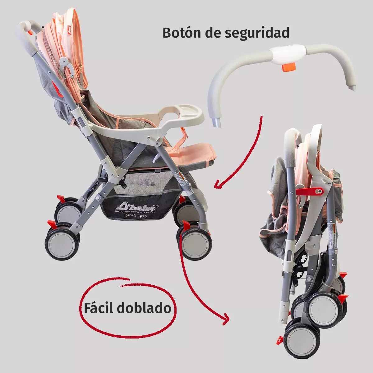 Foto 5 | Carriola Reversible D'bebé Baby Bm color Rosa