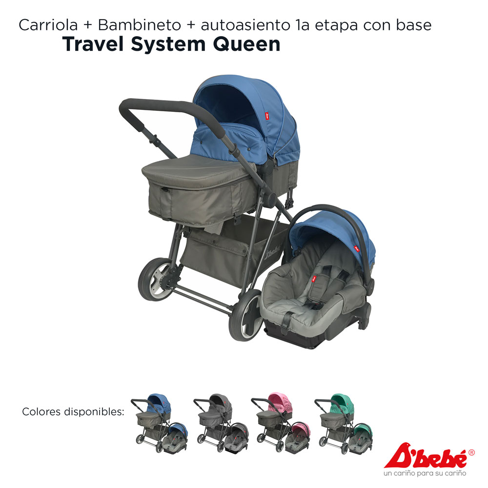 Foto 9 pulgar | Carriola D'bebé Travel System Queen Azul