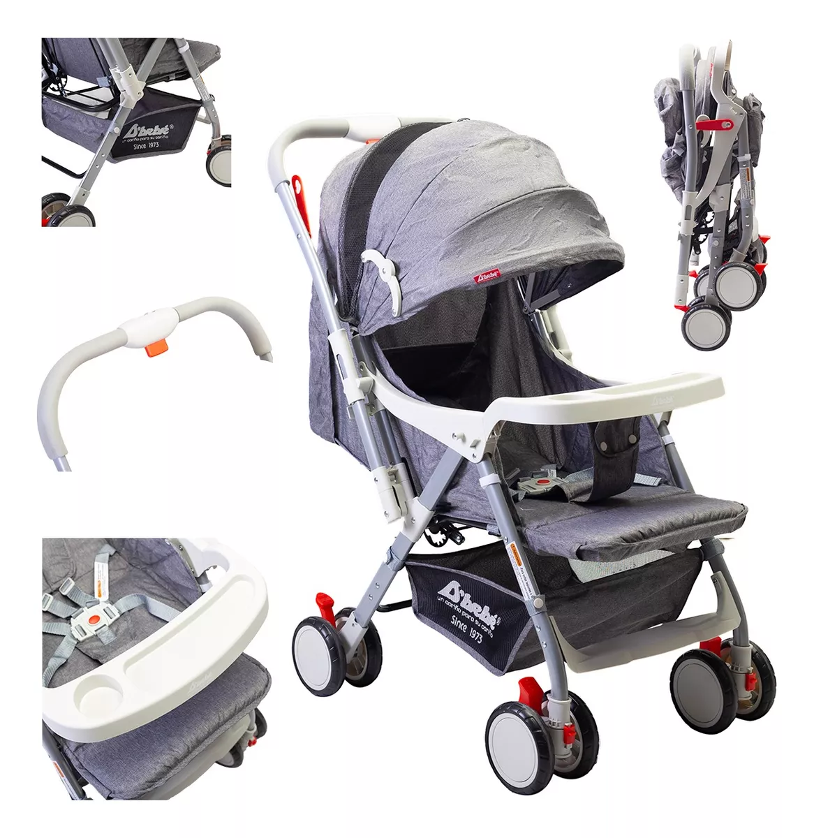 Carriola Reversible D'bebé  Baby Bm color Gris