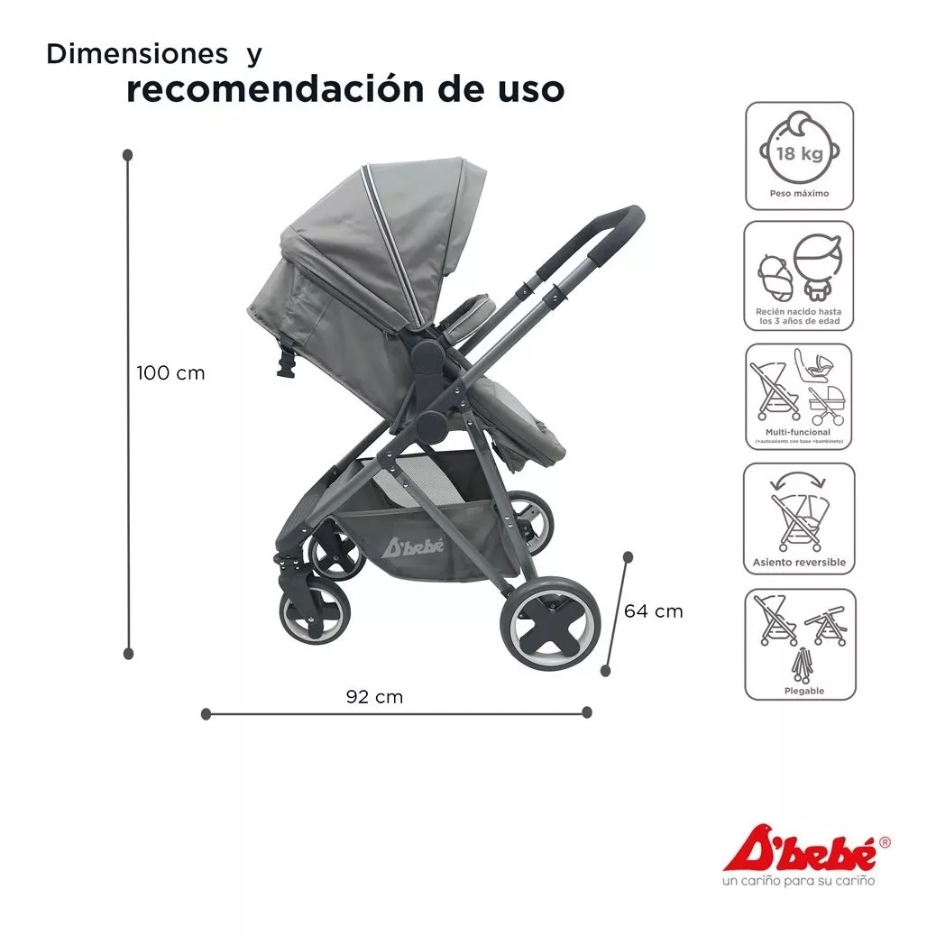 Foto 6 pulgar | Carriola D'bebé Travel System Queen color Gris