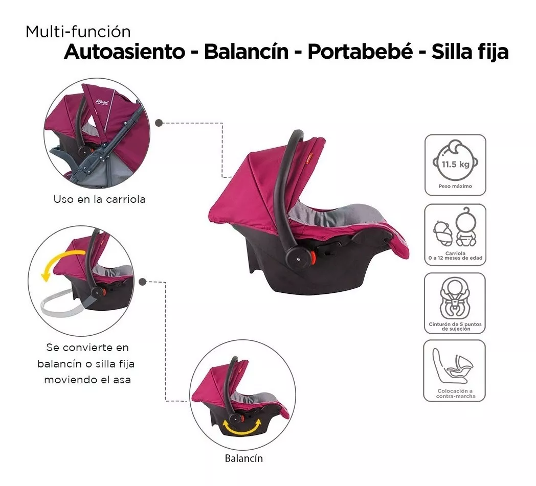 Foto 6 pulgar | Carriola D'bebé Travel System Star Baby color Rosa