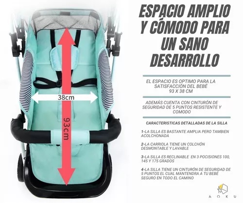 Foto 6 | Carriola Plegable Aoku Baby Ultra Premium color Verde