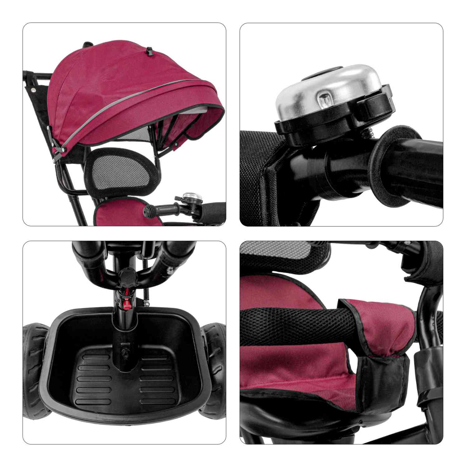 Foto 7 pulgar | Triciclo/Bicicleta/Carriola Little Monkey mkz-Tricininovin color Vino para Bebés de 2-6 Años