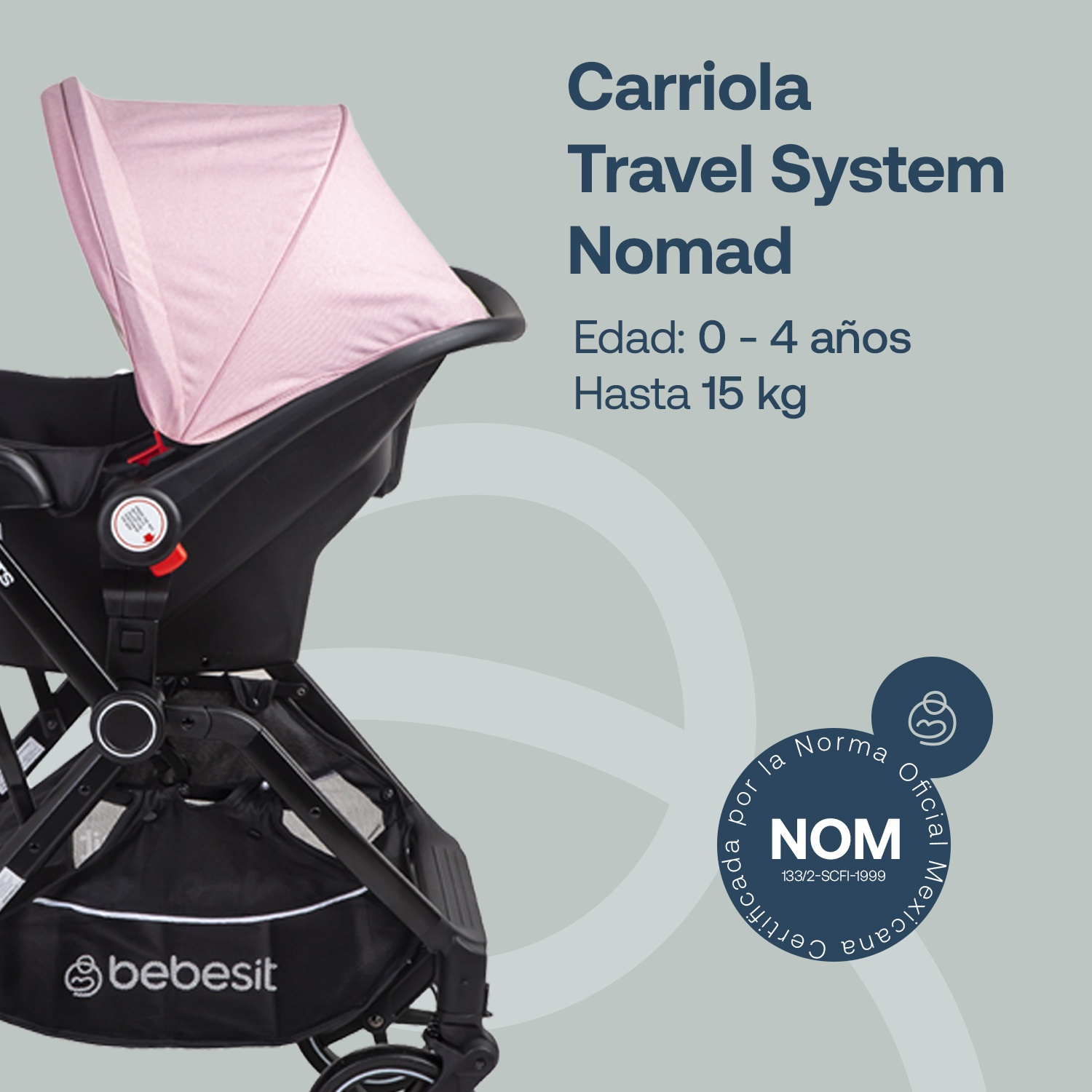 Foto 2 | Carriola Portabebés Bebesit Nomad color Rosa