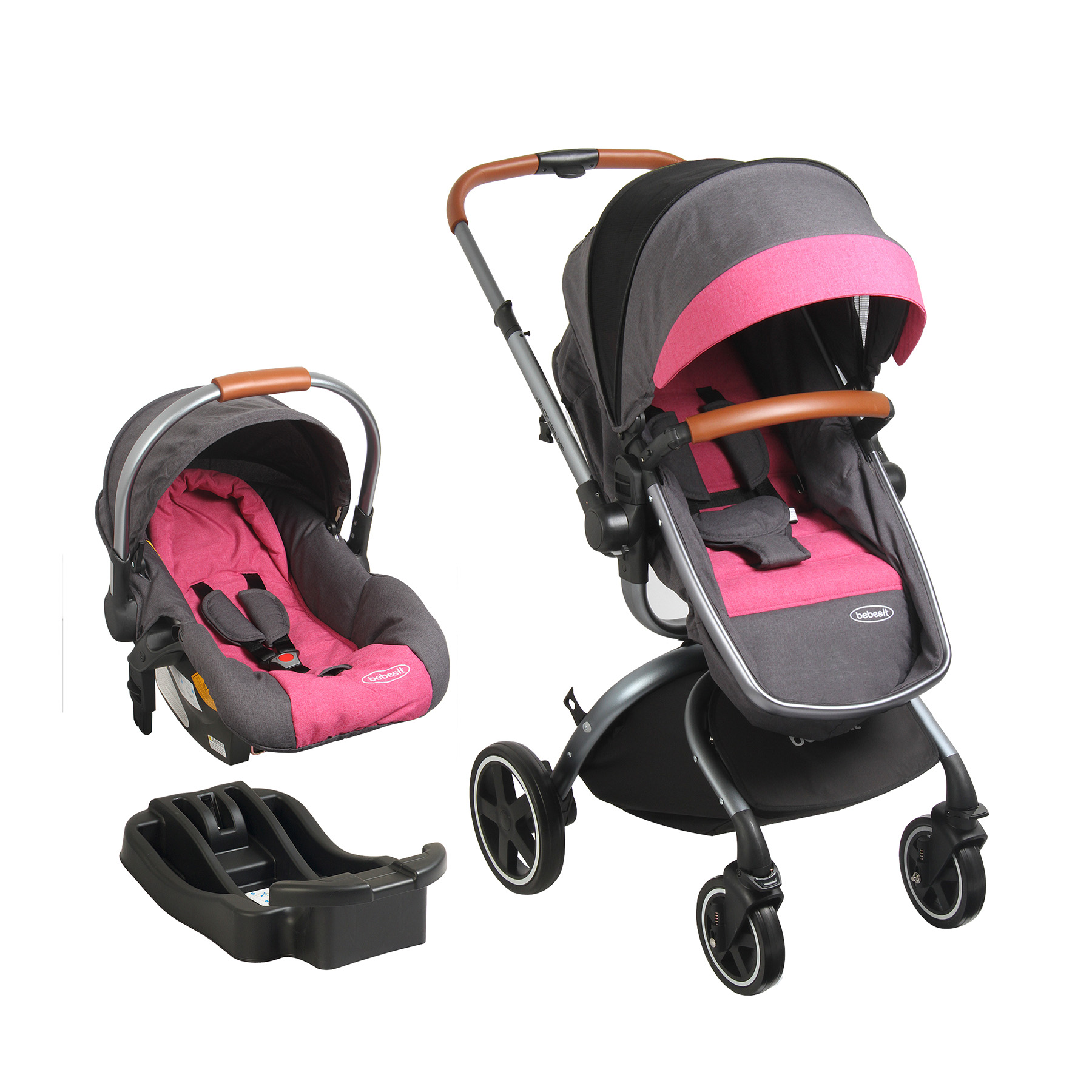 Foto 2 pulgar | Carriola Portabebe Bebesit Deluxe 360 Travel System Plegable Color Rosa