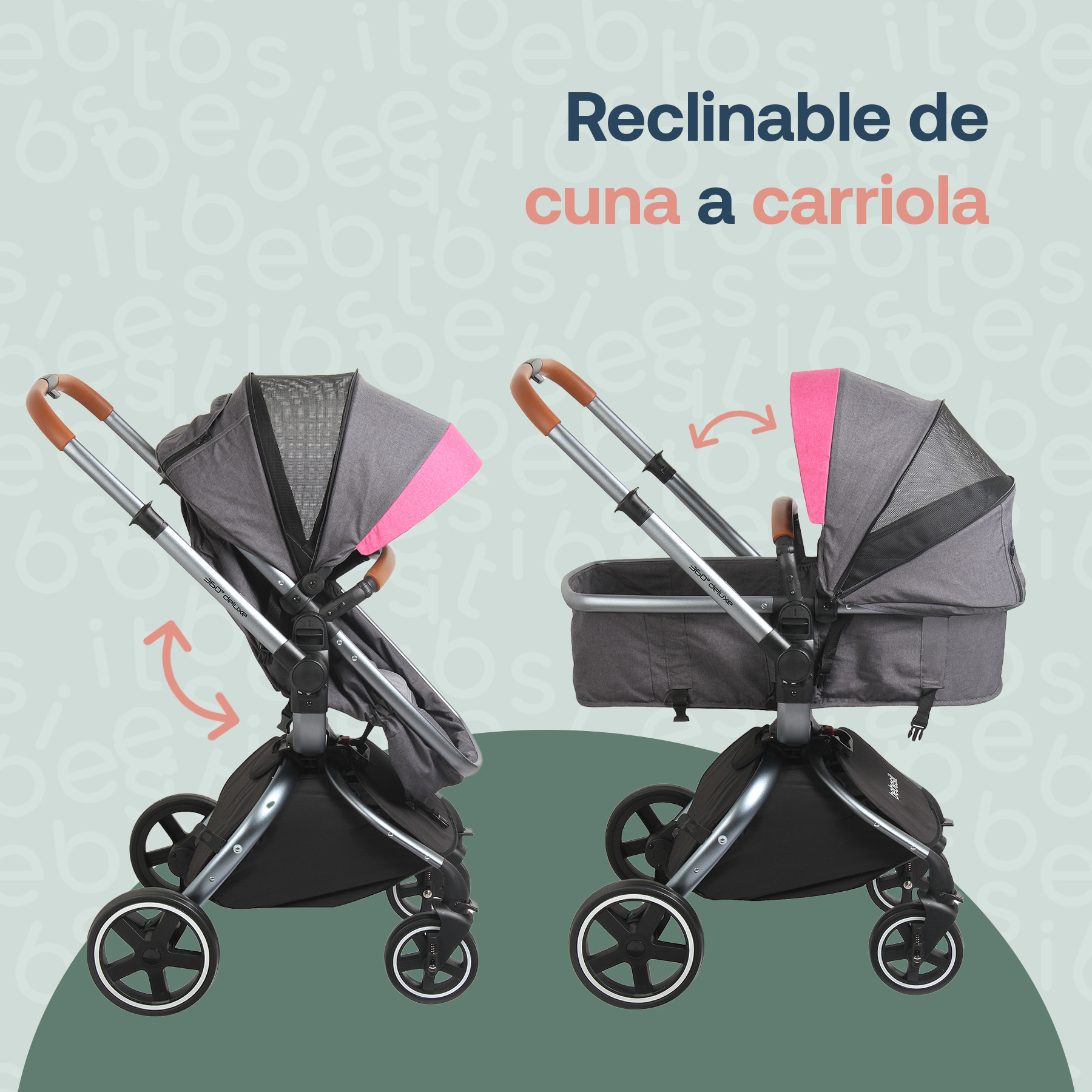 Foto 6 pulgar | Carriola Portabebe Bebesit Deluxe 360 Travel System Plegable Color Rosa