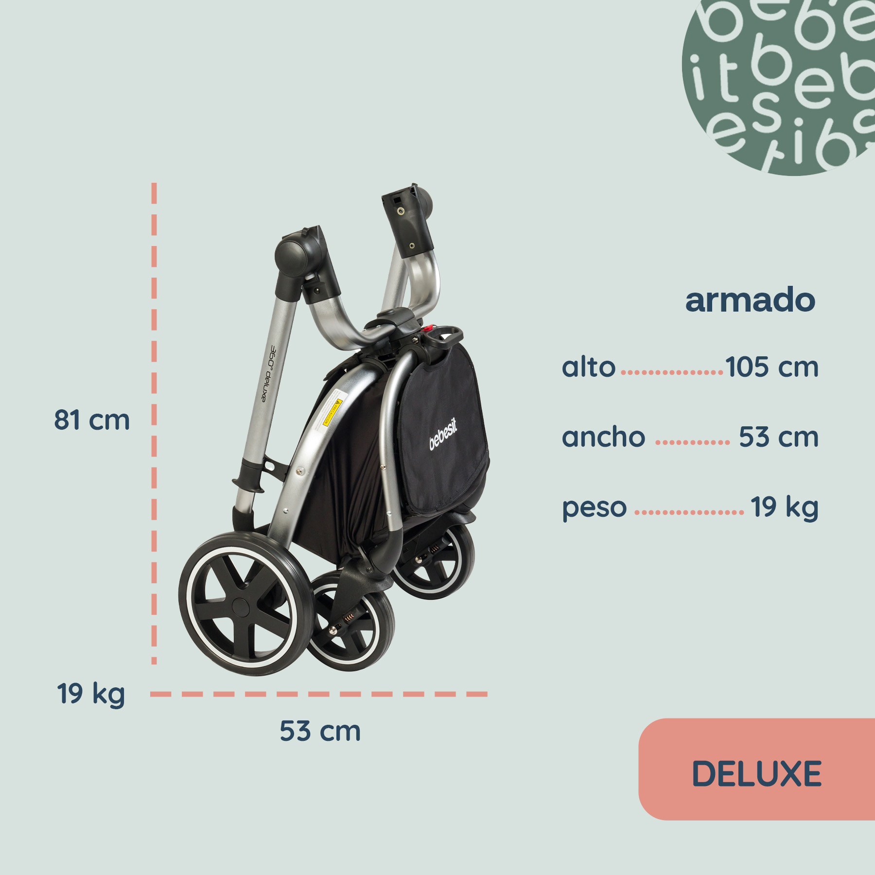 Foto 8 pulgar | Carriola Portabebe Bebesit Deluxe 360 Travel System Plegable Color Rosa