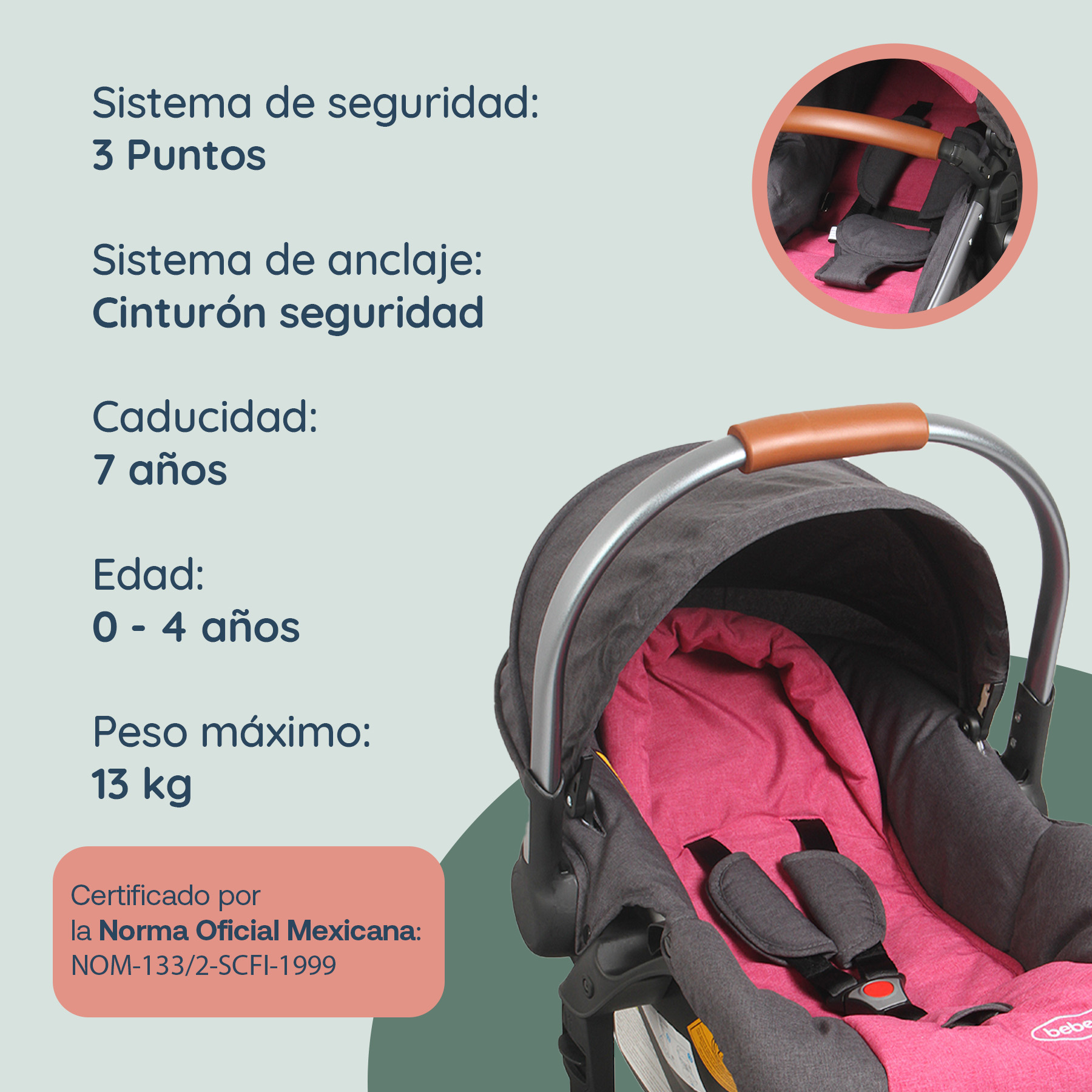 Foto 9 pulgar | Carriola Portabebe Bebesit Deluxe 360 Travel System Plegable Color Rosa