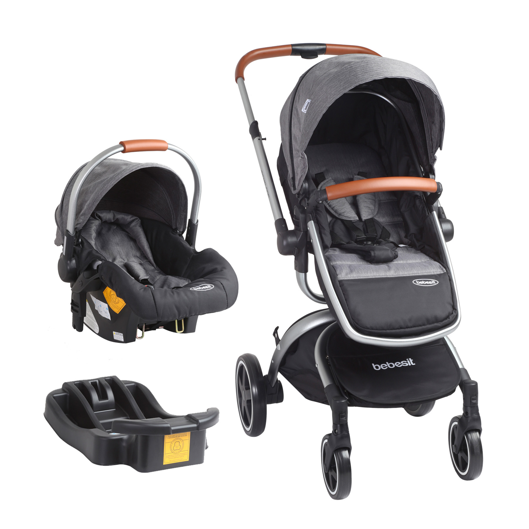 Foto 2 pulgar | Carriola Portabebe Bebesit Deluxe 360 Travel System Plegable Color Gris