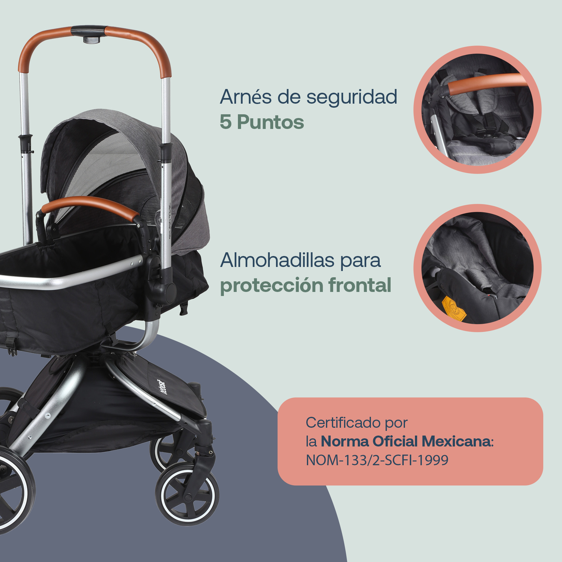 Foto 4 pulgar | Carriola Portabebe Bebesit Deluxe 360 Travel System Plegable Color Gris