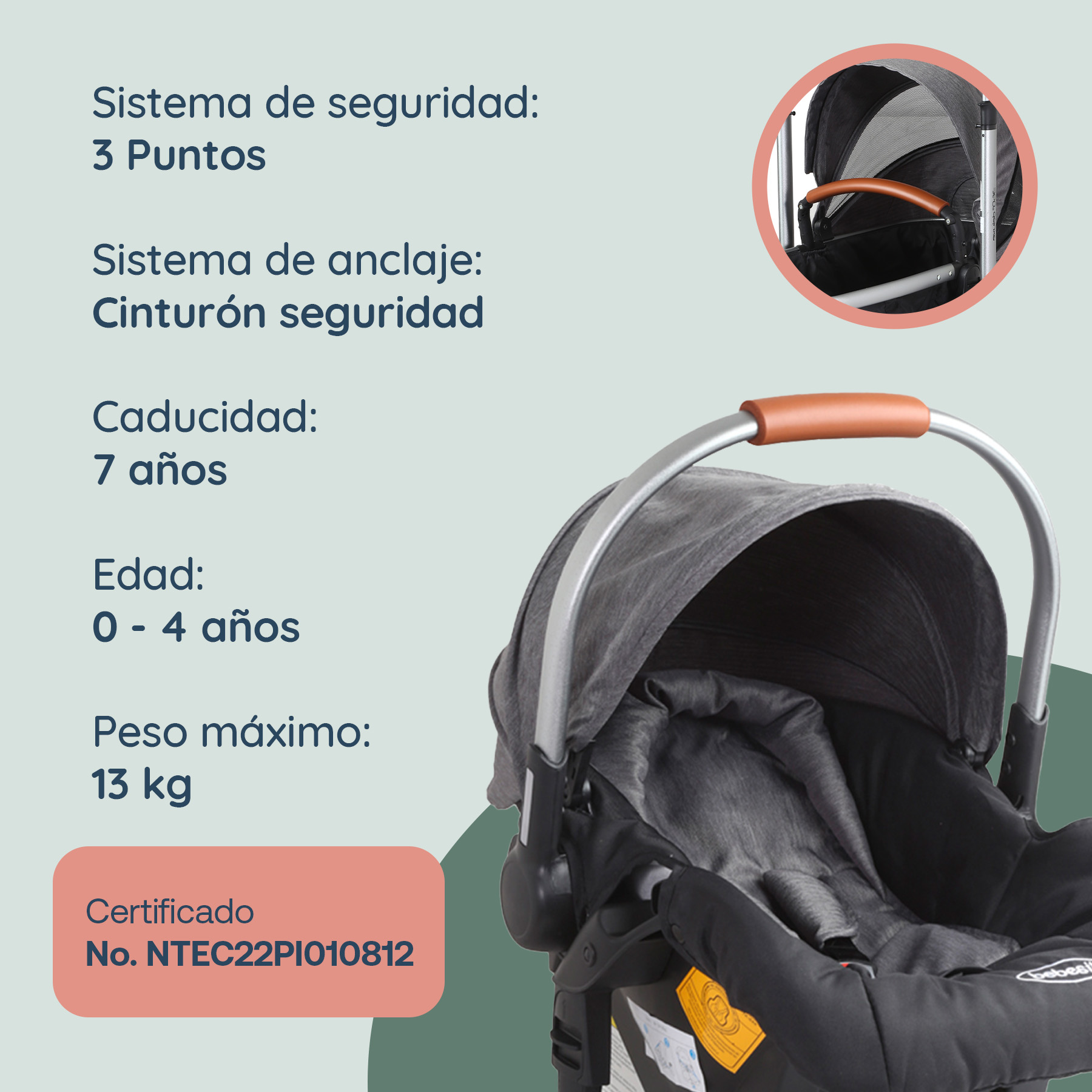 Foto 9 pulgar | Carriola Portabebe Bebesit Deluxe 360 Travel System Plegable Color Gris