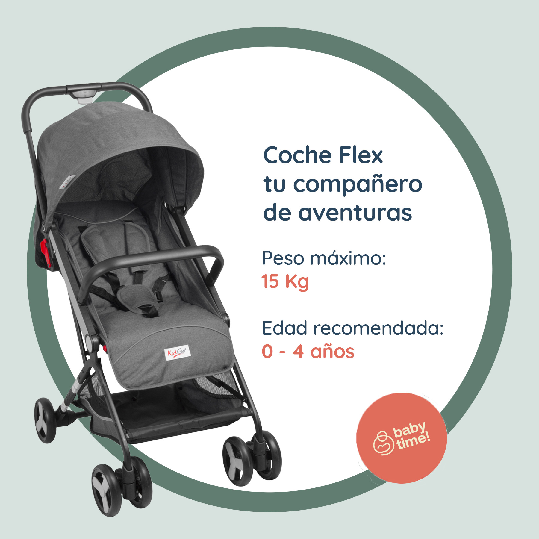 Foto 2 | Carriola Bebesit Flex Carriola De Baston Plegable Paseo Color Gris