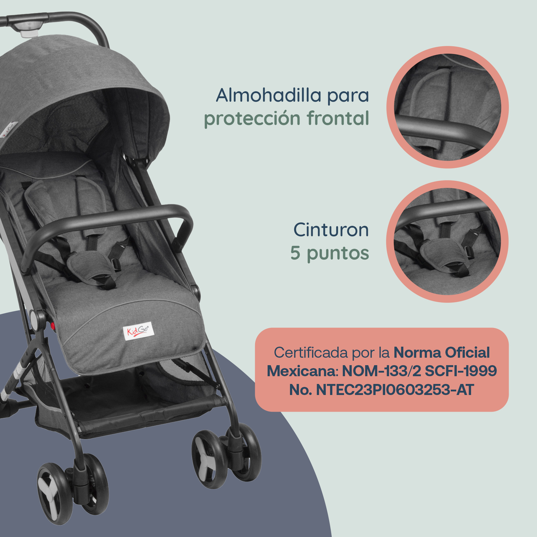 Foto 4 pulgar | Carriola Bebesit Flex Carriola De Baston Plegable Paseo Color Gris