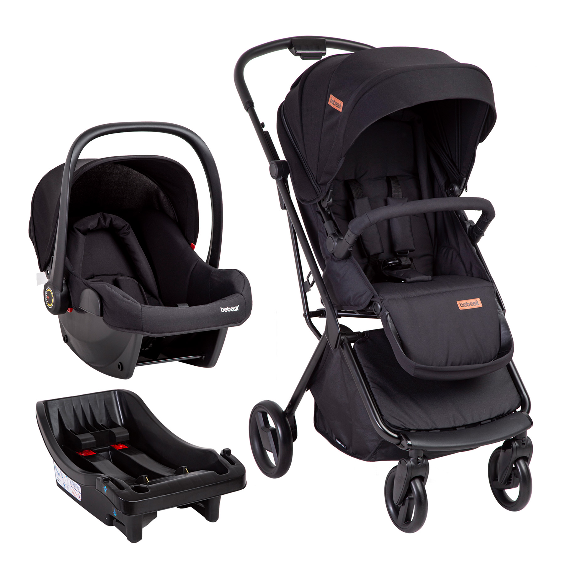 Carriola Portabebe Bebesit Swift360 Carriola Baston Plegable Color Negro