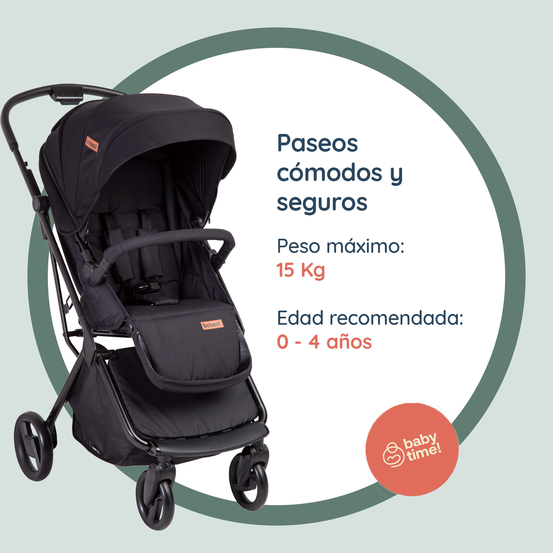 Foto 3 pulgar | Carriola Portabebe Bebesit Swift360 Carriola Baston Plegable Color Negro