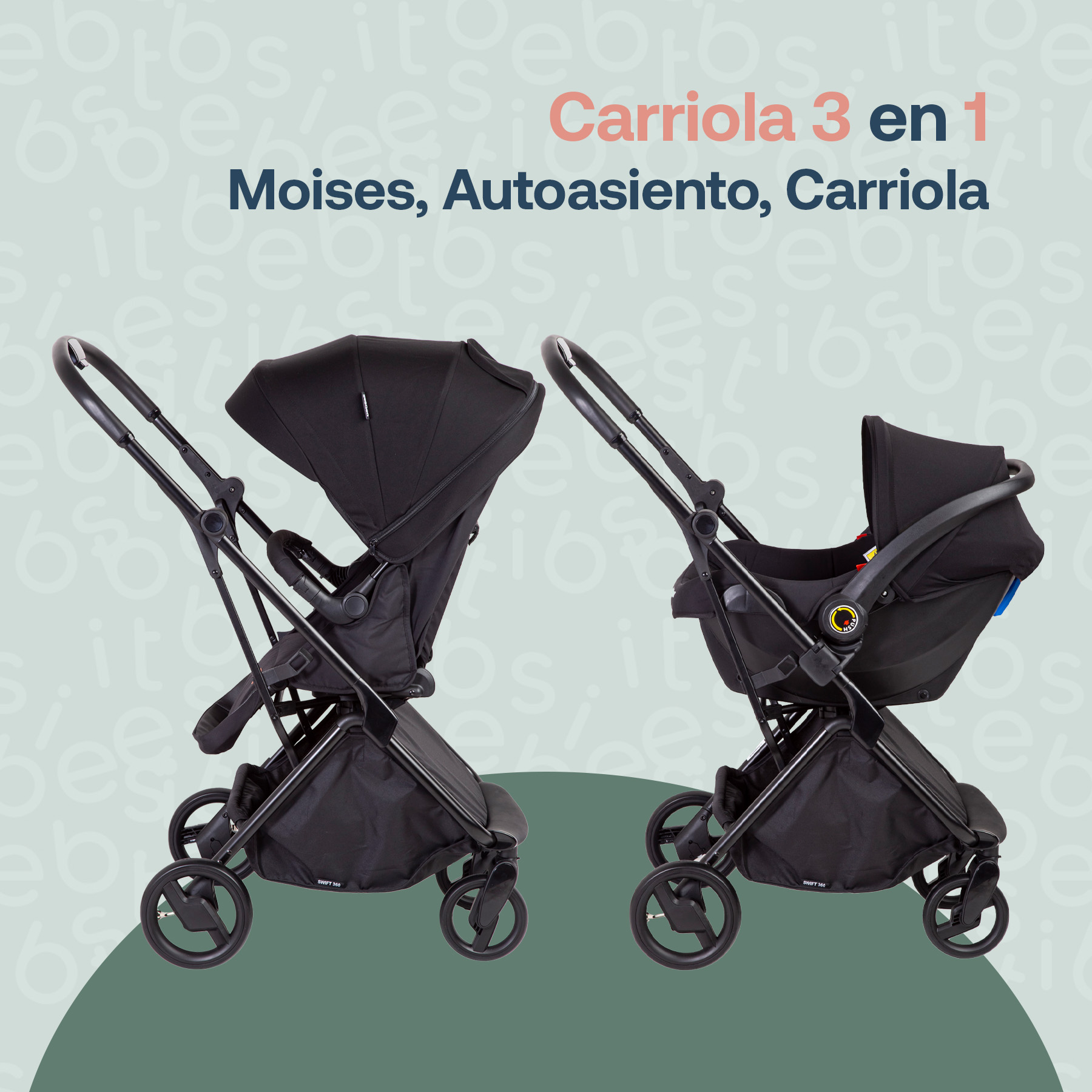 Foto 6 pulgar | Carriola Portabebe Bebesit Swift360 Carriola Baston Plegable Color Negro