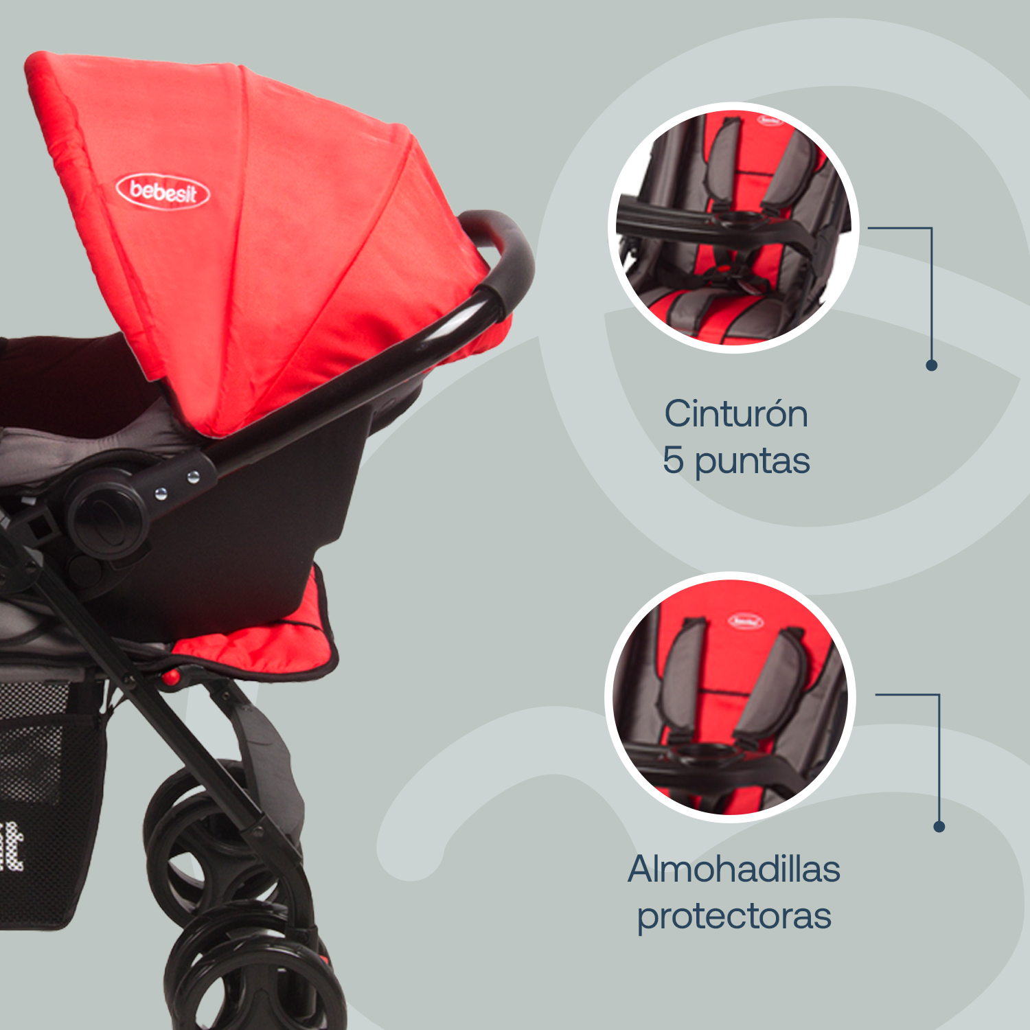 Foto 4 pulgar | Carriola Portabebe Bebesit Summer Carriola Baston Plegable