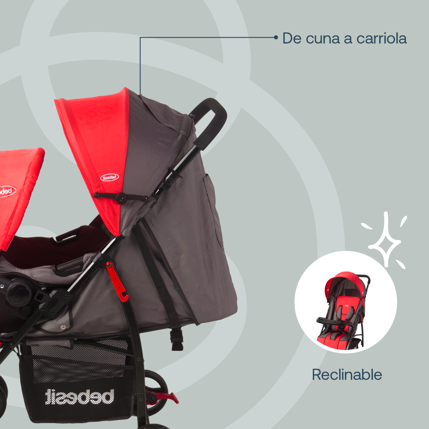 Foto 5 | Carriola Portabebe Bebesit Summer Carriola Baston Plegable