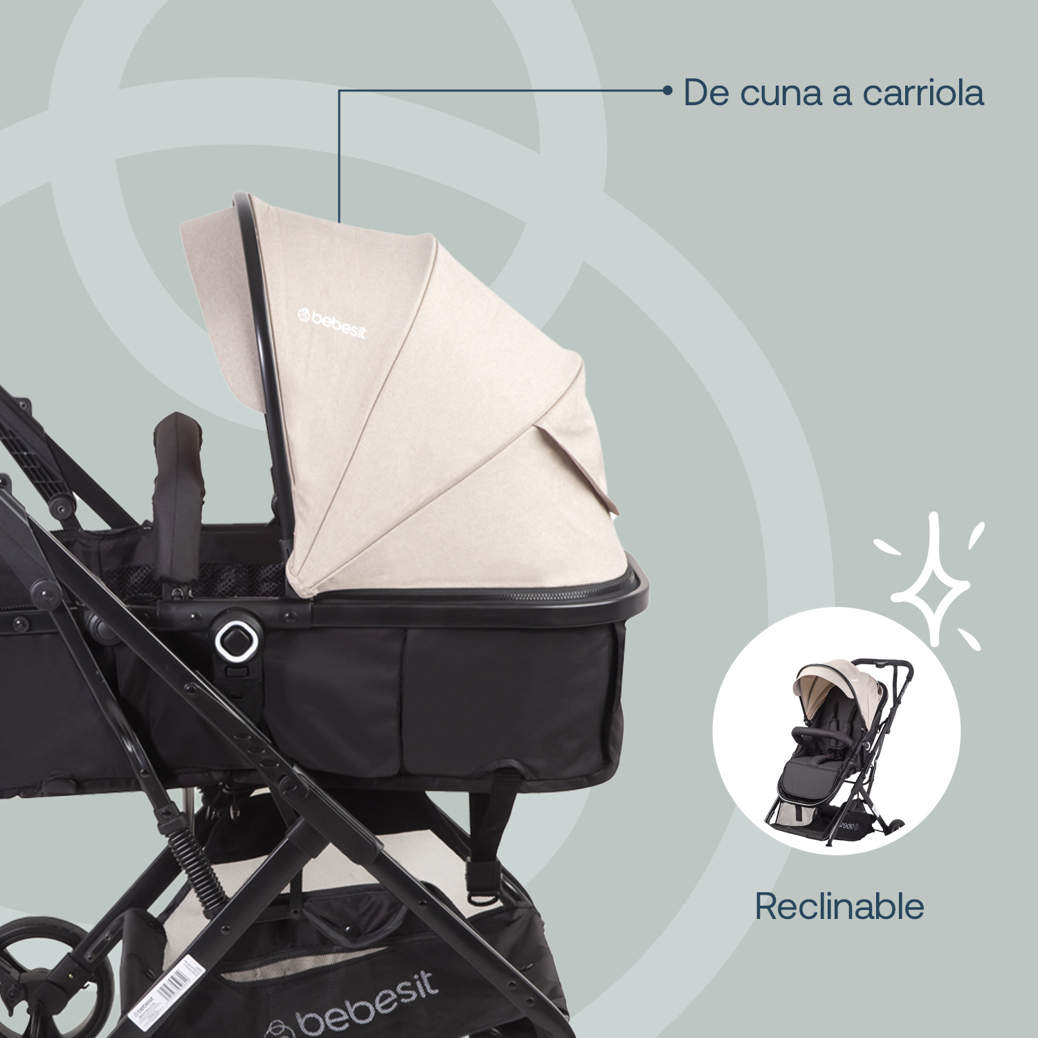 Foto 6 pulgar | Carriola Portabebe Bebesit Vox Travel System Carriola Baston