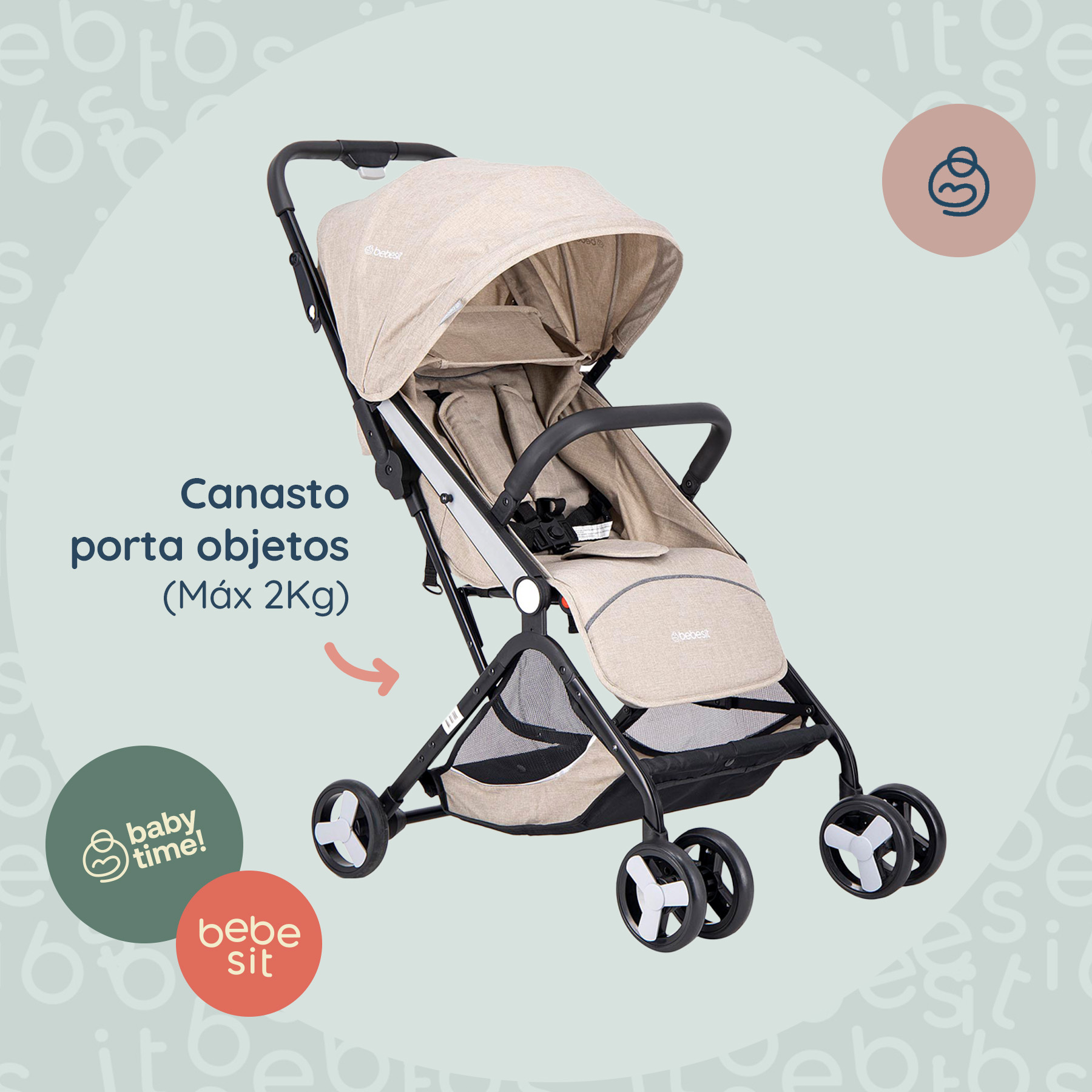 Foto 5 | Carriola Bebesit Flex Carriola De Baston Plegable Paseo Color Beige