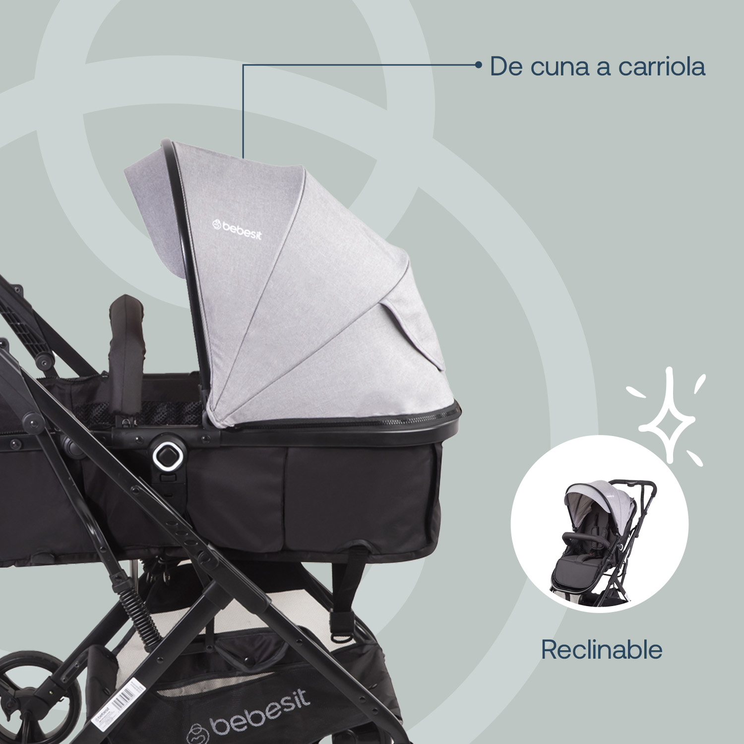 Foto 6 pulgar | Carriola Portabebe Bebesit Vox Travel System Carriola Baston